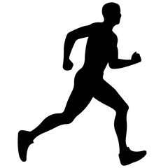 Silhouette of a running man or jogger or sprinter