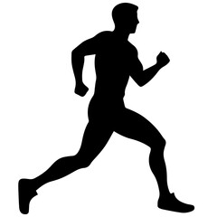 Silhouette of a running man or jogger or sprinter