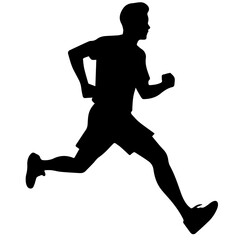 Silhouette of a running man or jogger or sprinter