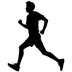 Silhouette of a running man or jogger or sprinter