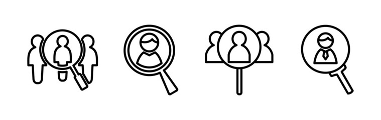 Hiring icon vector. search job vacancy icon. magnifying glass looking for people