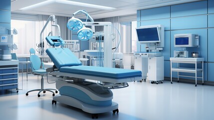 Dental cabinet with various medical equipment