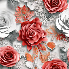 3D Style Flower Seamless Patterns