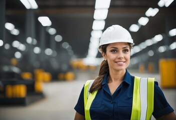 Attractive maintenance engineer woman - uniform, safety hard hat, factory station, industry, engineer, construction concept