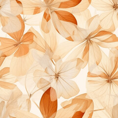 Golden Pressed Flowers Seamless Tiling Pattern