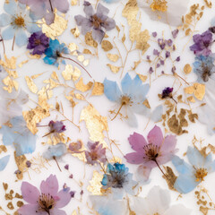 Lavender Pressed Flowers Seamless Tiling Patterns