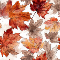 Autumn Leaves Sumi Water Color Seamless Patterns