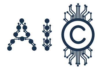 AI artificial intelligence copyright icon - isolated vector illustration