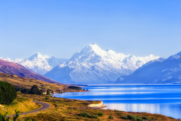 Fototapeta na wymiar NZ Mt Cook Lake Postcard