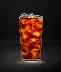 coca cola sweet drink in glass with ice