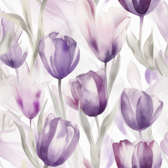 Watercolor Tulip Seamless Tiling Patterns