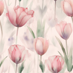 Watercolor Tulip Seamless Tiling Patterns