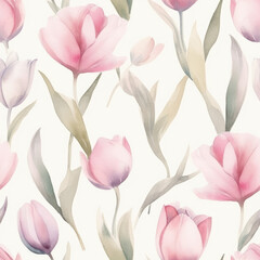 Watercolor Tulip Seamless Tiling Patterns