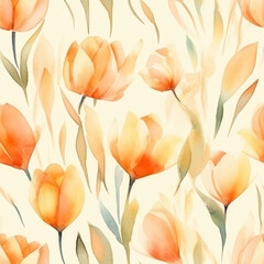 Watercolor Tulip Seamless Tiling Patterns