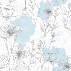 Sketch Flowers Seamless Tiling Pattern