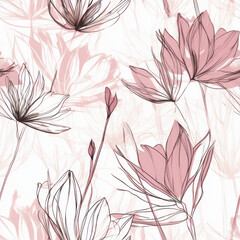 Sketch Flowers Seamless Tiling Pattern