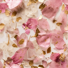 Pink Pressed Flowers Seamless Tiling
