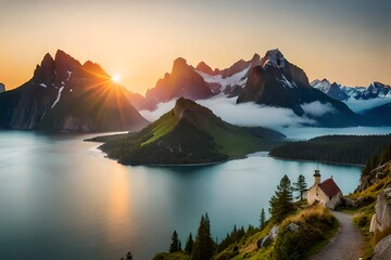 Fototapeta na wymiar sunrise over the mountains