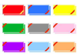 9色のシンプルなクーポン　白色のラインに赤いリボン2本
