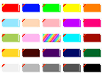 25色のカラフルなクーポンと赤いリボン1本 カラフルな影