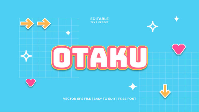 Editable Otaku text effect in 3d style. Suitable for brand or business logo