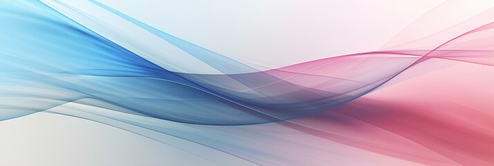 Minimalistic abstract blurred background of light blue and pink colors in pastel gentle shades. Shining light through a thin weave flying in the wind. generative AI