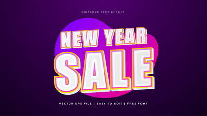 Black violet and white new year sale modern typography premium editable text effect
