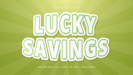 Green and white lucky saving modern typography premium editable text effect