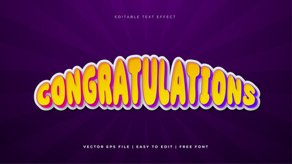Fototapeta premium Violet and orange congratulations modern typography premium editable text effect