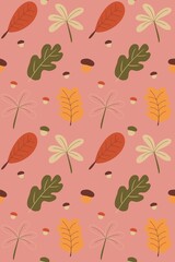 Autumn concept. Leaf fall leaves seamless background. Orange autumn leaves background, fall leaf seamless pattern.