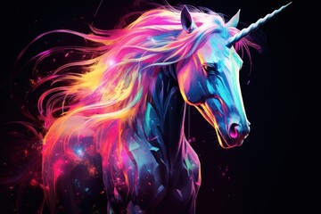 Obraz na płótnie Canvas Vibrant Unicorn: A Glimpse into Neon Fantasy 