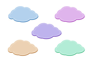 Set of clouds in various colors to add texts – Stickers or cloud background for text