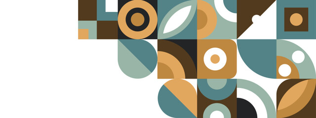 Minimal mural texture. Scandinavian. Geometric mosaic print. 50s, 60s, retro wallpaper. Geometric mosaic, Bauhaus pattern. Modern geometry figure, shape. Bauhaus. Geometric mosaic. Vector illustration