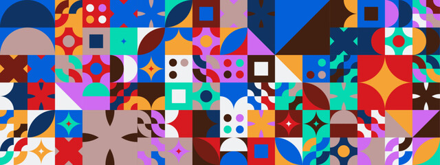 Colorful modern geometric banner with shapes