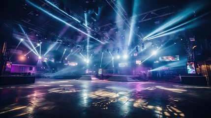 Fotobehang Concert stage with spotlights. show and scene, entertainment disco party. © MUCHIB