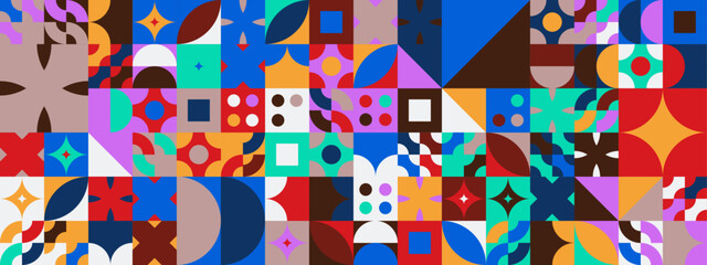 Colorful modern geometric banner with shapes