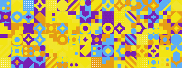 Colorful modern geometric banner with shapes