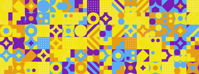Colorful modern geometric banner with shapes