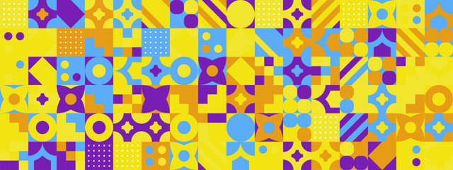 Colorful modern geometric banner with shapes