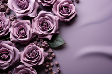  gorgeous image of purple roses right blank area 
