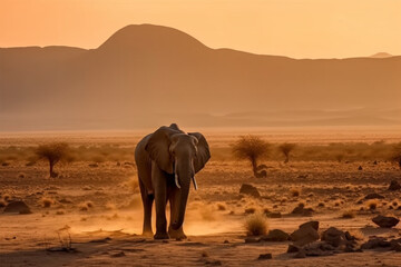 an elephant in the African desert