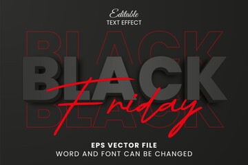 Black friday sale 3d editable vector text effect