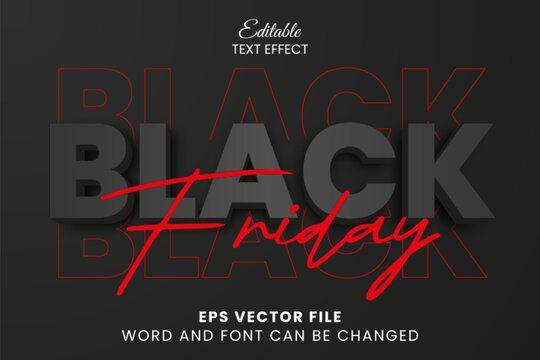 Black friday sale 3d editable vector text effect