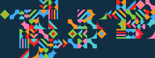 Colorful modern geometric banner with shapes
