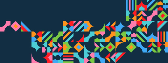 Obraz premium Colorful modern geometric banner with shapes