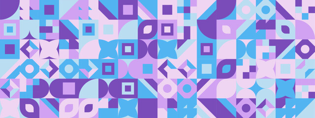 Purple and blue modern geometric banner with shapes