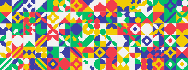 Colorful modern geometric banner with shapes
