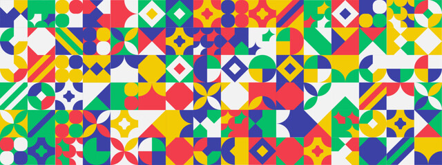 Colorful modern geometric banner with shapes