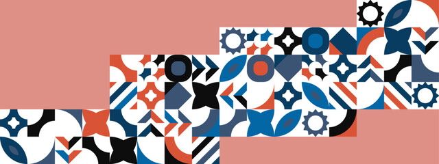 Fototapeta premium Colorful modern geometric banner with shapes