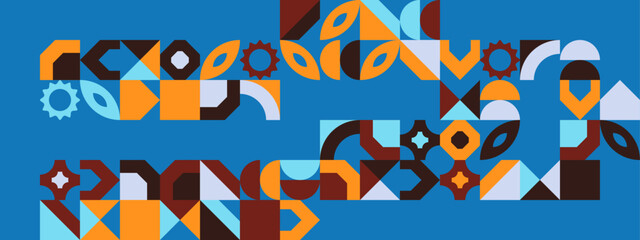 Colorful modern geometric banner with shapes